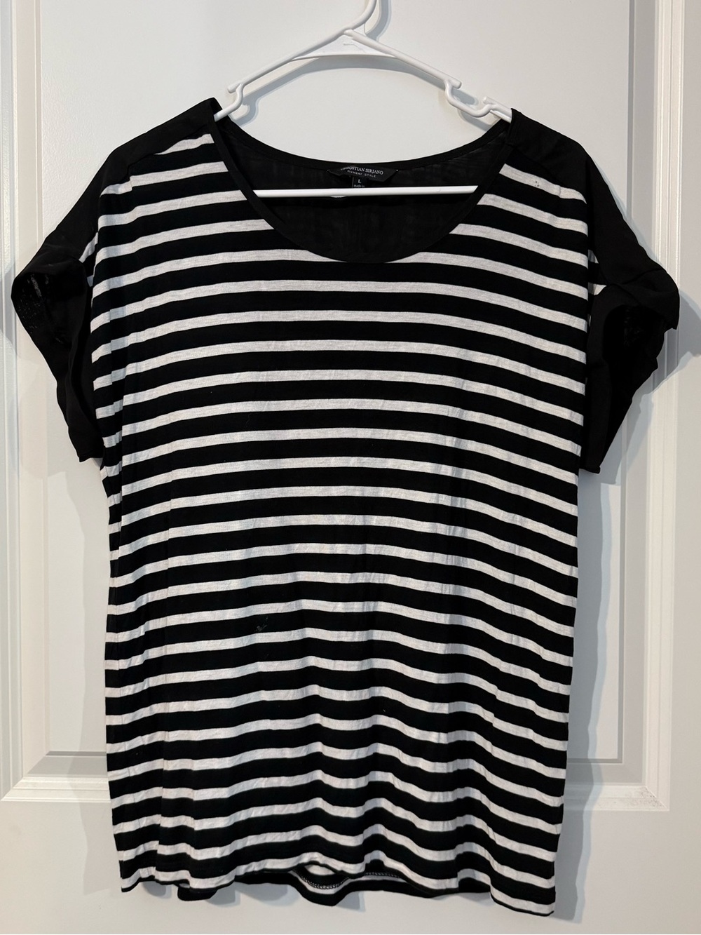 Christian Siriano Runway Style Black White Striped Blouse Top